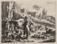 KG 05198
<br/>
Wasvrouw en herderin met spinrok
<br/>
<em>Visscher, Jan de (ca. 1636-na 1692)</em>